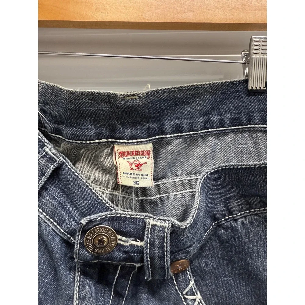 True Religion Joey Super T Mens Dark Wash Straight Leg Jeans Size 36x34 USA Made
